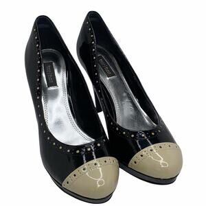 White House Black Market Benna Black/Tan Spectator Heels Size 9.5M Women's